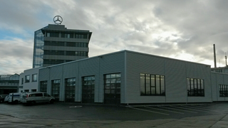 Das neue Transporter-Servicegebäude am Standort Chemnitz.