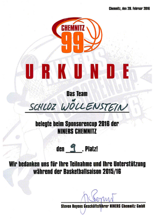 Schloz Wöllenstein beim Basketball Sponsoren-Cup der NINERS Chemnitz.